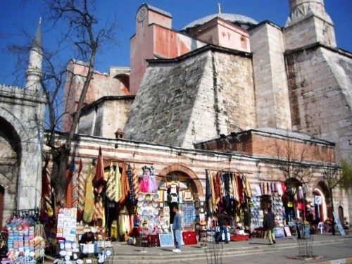 Turkey2 Side view of Hagia Sophia, with Turkish rugs and lights for sale