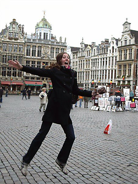 Tavel Leaping in Grand Place. Brussels, Belgium.