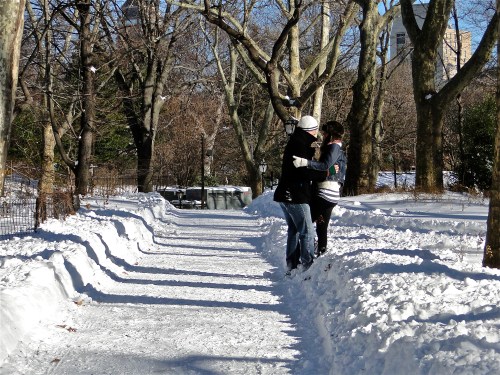 Love in the snow. NY, NY.